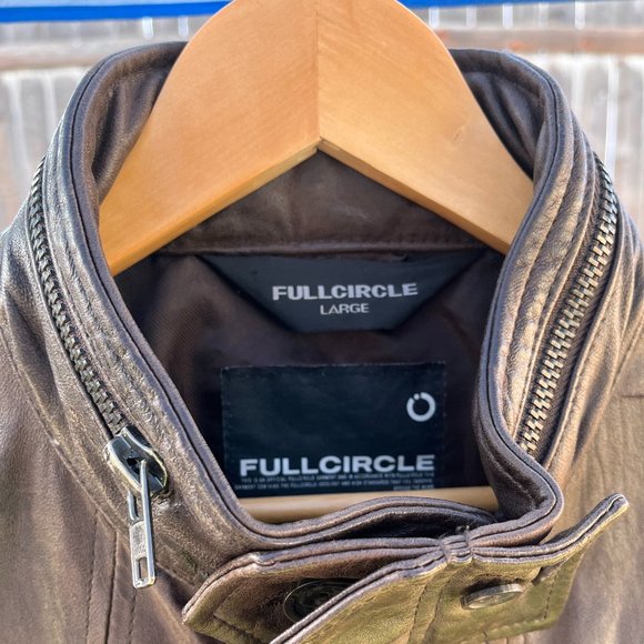 Full Circle Men's Brown Leather Jacket Size L - Picture 2 of 8